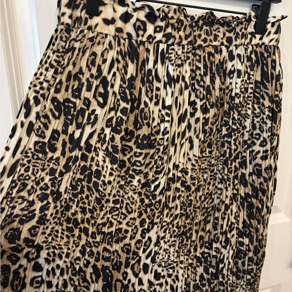 Cheetah print maxi pleated paper bag waist long skirt size L - Picture 5 of 9